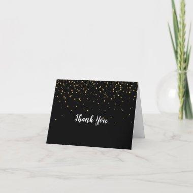 Gold Confetti | Black Wedding Thank You Invitations