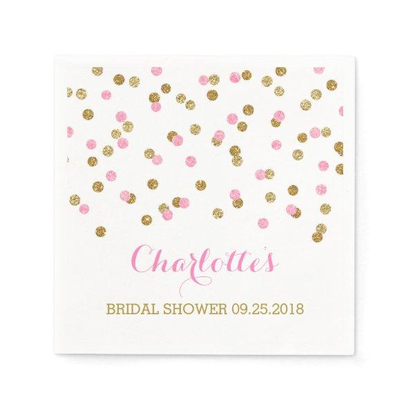 Gold Confetti Light Pink Bridal Shower Paper Napkins