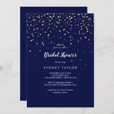 Gold Confetti | Navy Bridal Shower Invitations