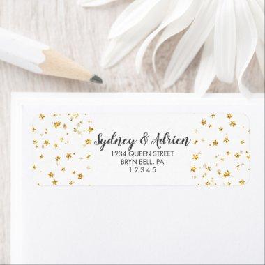 Gold Confetti Wedding Invite Return Address Label