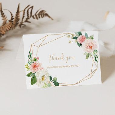 Gold Geometric Floral Bridal Shower Thank You Invitations