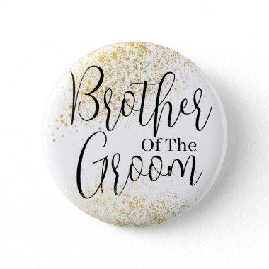 Gold Glitter brother of groom wedding Button
