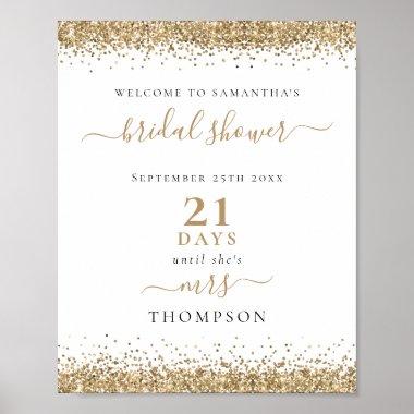 Gold Glitter Days to Wedding Welcome Bridal Shower Poster