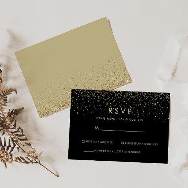 Gold Glitter Elegant Black RSVP