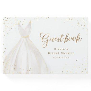 Gold Glitter Elegant Dress Bridal Shower Guest Book
