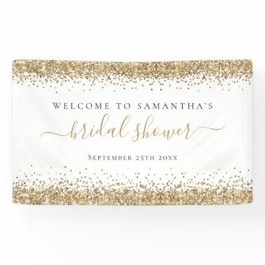 Gold Glitter Name Date Welcome to Bridal Shower Banner