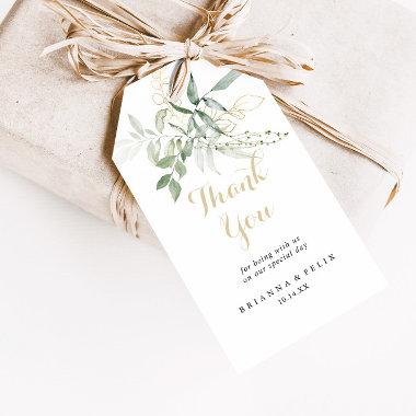 Gold Green Foliage Wedding Thank You Gift Tags