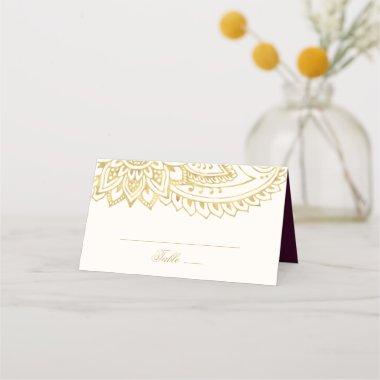 Gold Indian Paisley Wedding Place Invitations