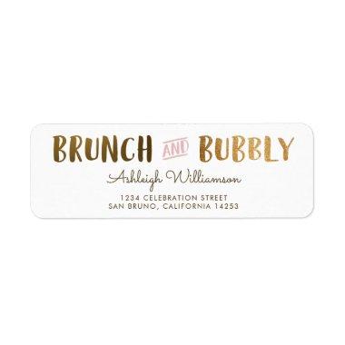 Gold & Pink Brunch & Bubbly Wedding Bridal Shower Label
