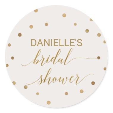 Gold Polka Dots Bridal Shower Classic Round Sticker