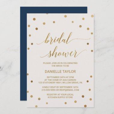 Gold Polka Dots Bridal Shower Invitations