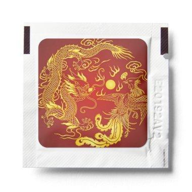 Gold Red Dragon Phoenix Chinese Wedding Favor Hand Sanitizer Packet