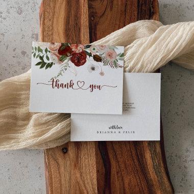 Gold Rustic Colorful Floral Flat Wedding Thank You Invitations