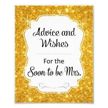 Gold Sparkle Bridal Shower Advice and Wishes Sign
