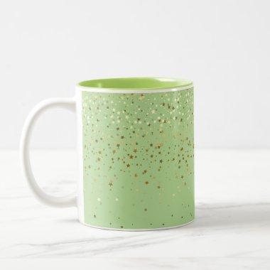 Golden Petite Stars Coffee Mug-Apple Green Two-Tone Coffee Mug