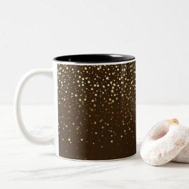 Golden Petite Stars Coffee Mug-Brown Two-Tone Coffee Mug