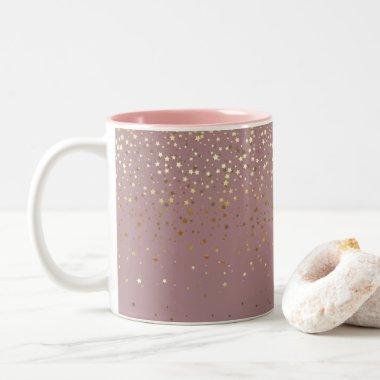 Golden Petite Stars Coffee Mug-Mauve Two-Tone Coffee Mug