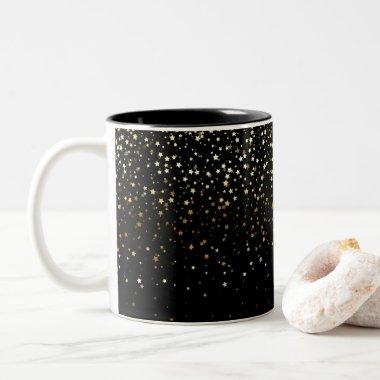 Golden Petite Stars Coffee Mug-Noir Two-Tone Coffee Mug
