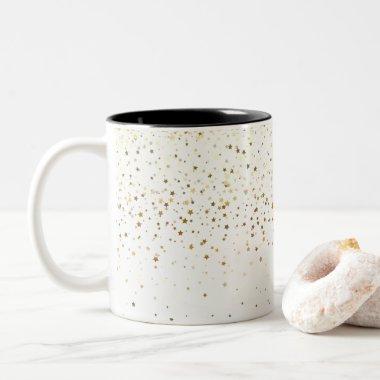 Golden Petite Stars Coffee Mug-White Two-Tone Coffee Mug