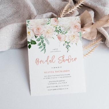 Gorgeous Blush & White Floral Bridal Shower Invitations