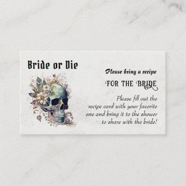 Gothic Bride or Die Skull Bridal Shower Recipe Enclosure Invitations
