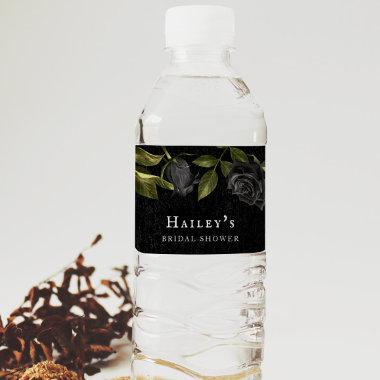Gothic Floral Bridal Shower Water Bottle Label