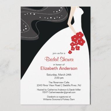 Graceful Bride Bridal Shower Invitations Red