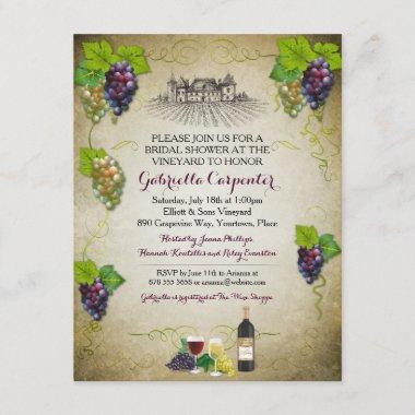 Grapevine Vineyard Bridal Shower Invitations