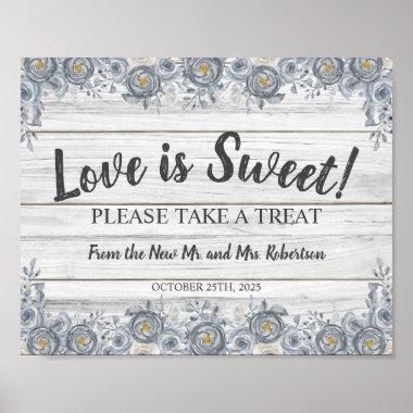 Gray Floral | Love is Sweet Bridal Shower Wedding Poster