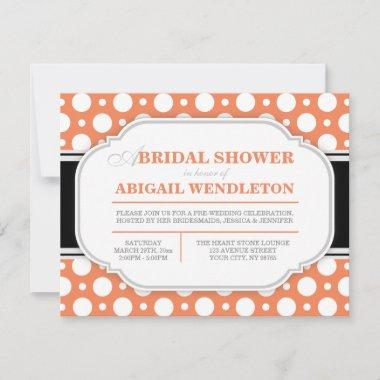 Gray & Orange Polka Dot Bridal Shower Invitations