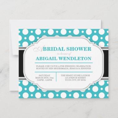 Gray Turquoise Polka Dot Bridal Shower Invitations