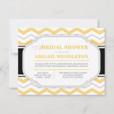 Gray & Yellow Chevron Bridal Shower Invitations