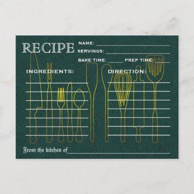 Green Chalkboard Retro Recipe Invitations Kitchen Tools