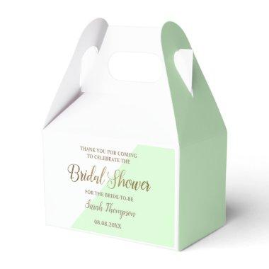Green Chic Bridal Shower Gold Script Favor Box