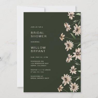 Green Elegant Floral Bridal Shower Invitations