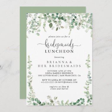 Green Eucalyptus Bridesmaids Luncheon Shower Invitations