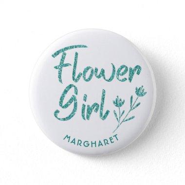 Green Glitter Flower Girl Bridal Shower pin