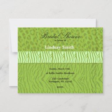 Green Wild Animal Print Bridal Shower Invitations