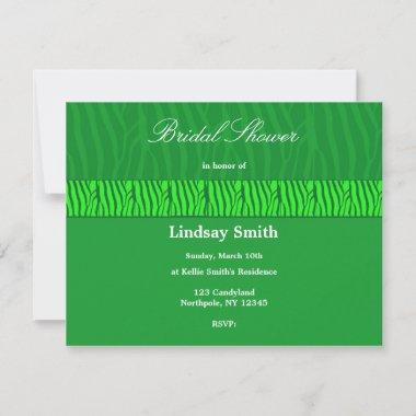 Green Zebra Pattern Bridal Shower Invitations