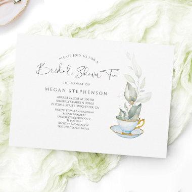 Greenery Elegant Bridal Shower Tea Invitations