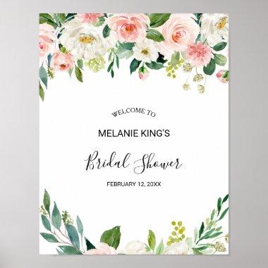 Greenery Elegant Floral Bridal Shower Welcome Poster
