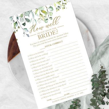 Greenery Eucalyptus How Well Do You Know The Bride Flyer