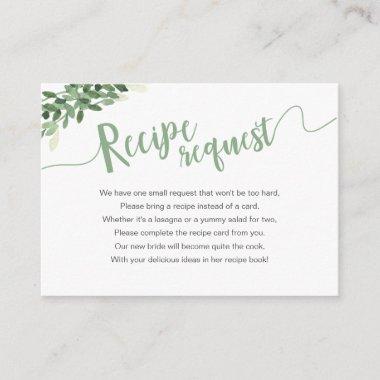 Greenery Mason Jar Bridal Shower Recipe Request Enclosure Invitations