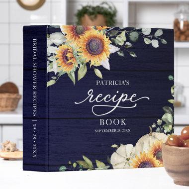 Greenery Sunflowers Bridal Shower Recipe Book 3 Ri 3 Ring Binder