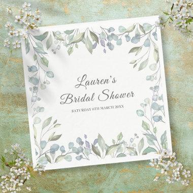 Greenery Watercolor Floral Bridal Shower Napkins