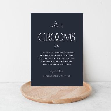 Grooms Wedding Shower Modern Blue Invitations