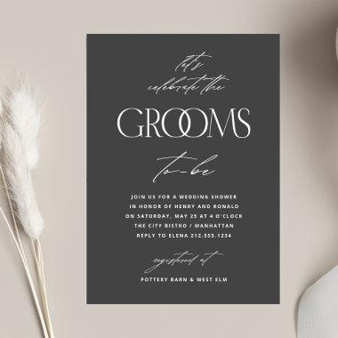 Grooms Wedding Shower Modern Typography Invitations