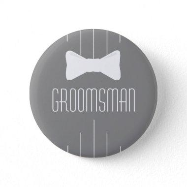 Groomsman White Bowtie 2 Pinback Button