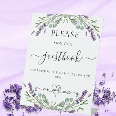 Guest book sign lavender violet floral eucalyptus