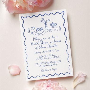 Hand Drawn Food and Drinks Doodles Bridal Brunch Invitations